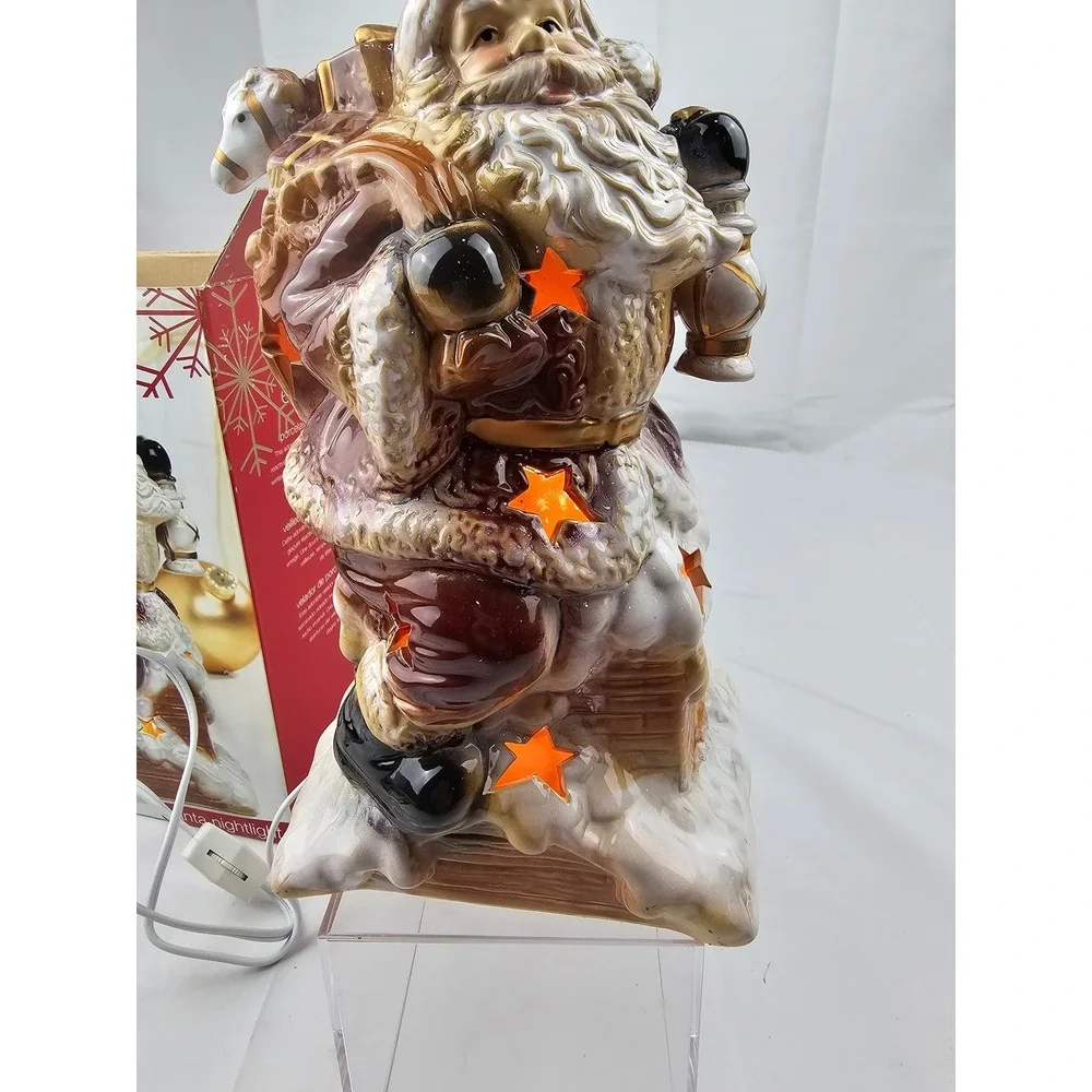 Elements Santa Claus Night Light Figurine Porcelain With Box Christmas Decor‎